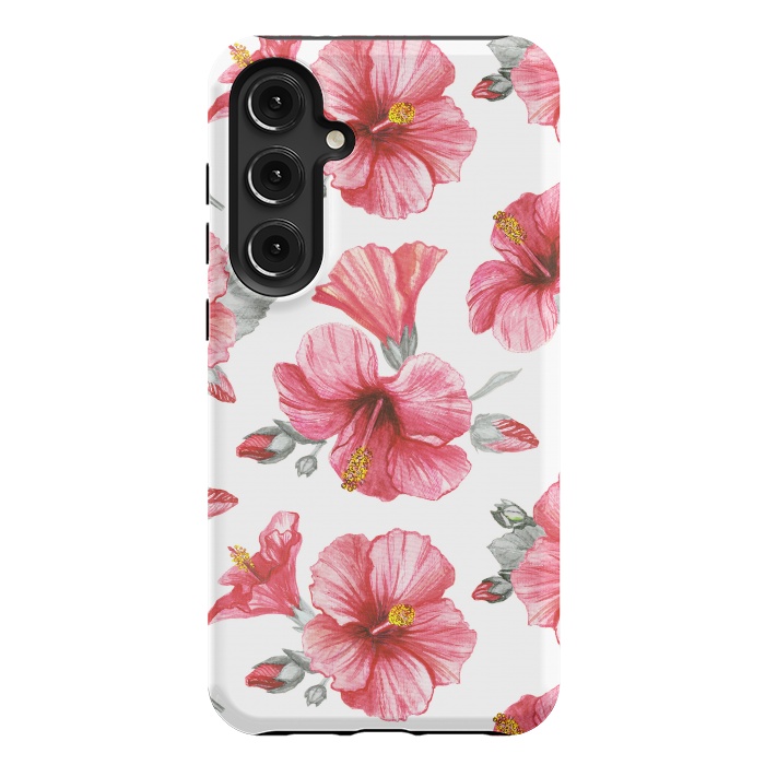 Galaxy S24 Plus StrongFit Watercolor hibiscus flowers by Oana 