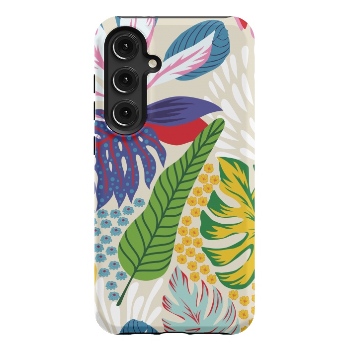 Galaxy S24 Plus StrongFit Abstract Color Tropical Leaves by ArtsCase