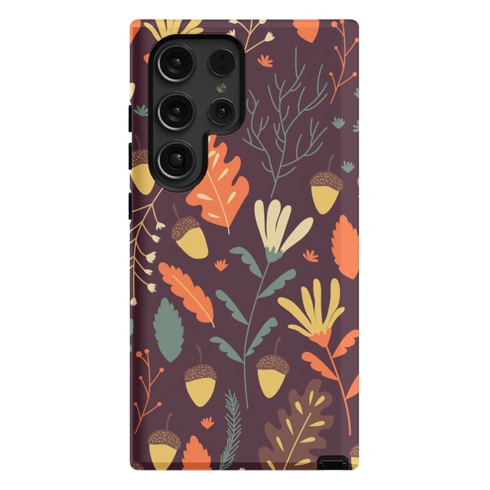 Galaxy S24 Ultra StrongFit Autumn Pattern With Red and Orange Leaves by ArtsCase