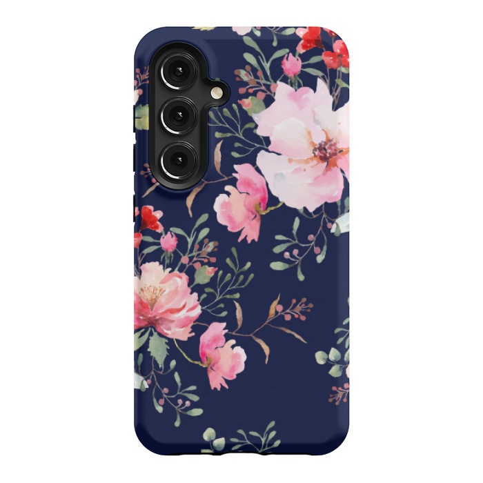 Galaxy S24 StrongFit blue pink floral pattern 4 by MALLIKA