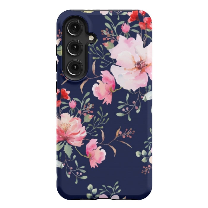 Galaxy S24 Plus StrongFit blue pink floral pattern 4 by MALLIKA