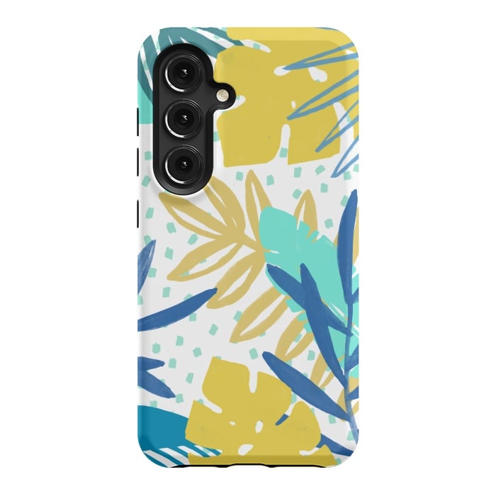 Galaxy S24 StrongFit Playful colorful jungle leaves by Oana 