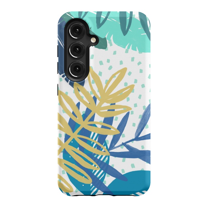 Galaxy S24 StrongFit Spotted modern tropical leaves by Oana 