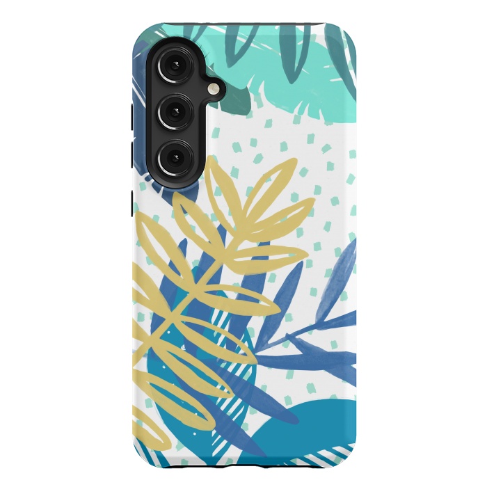 Galaxy S24 Plus StrongFit Spotted modern tropical leaves by Oana 