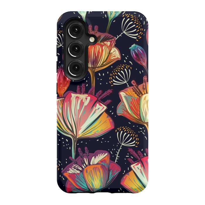 Galaxy S24 StrongFit Colorful Seamless Vector Pattern with Flowers and Plants by ArtsCase