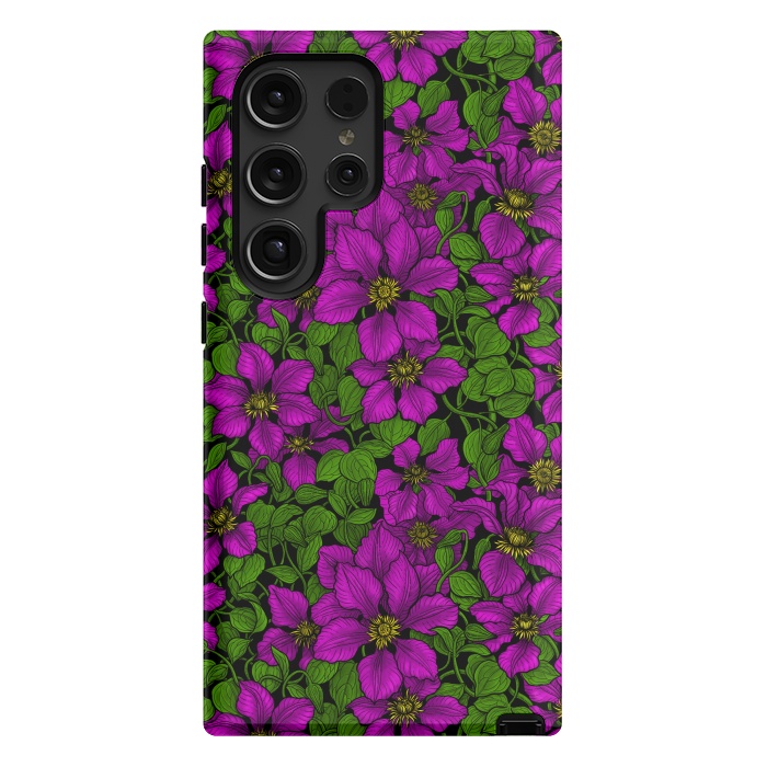 Galaxy S24 Ultra StrongFit Pink Clematis vine by Katerina Kirilova