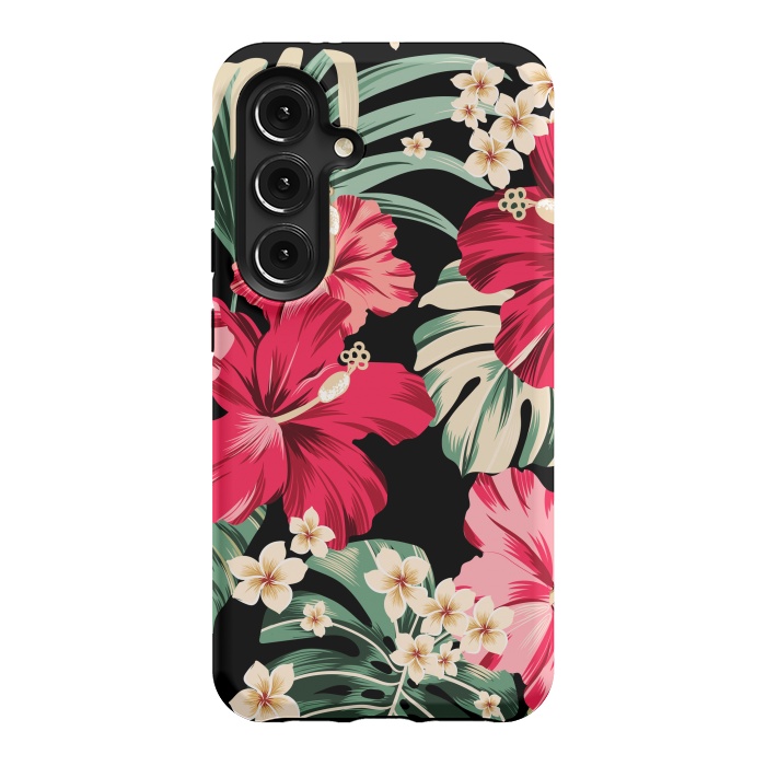 Galaxy S24 StrongFit Exotic Tropical Hawaiian Hibiscus Flowers and Palms by ArtsCase