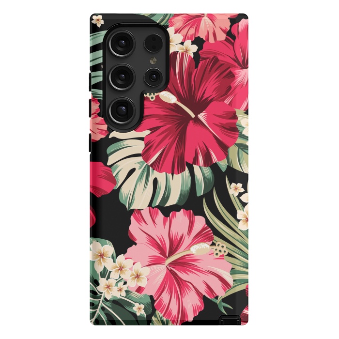Galaxy S24 Ultra StrongFit Exotic Tropical Hawaiian Hibiscus Flowers and Palms by ArtsCase