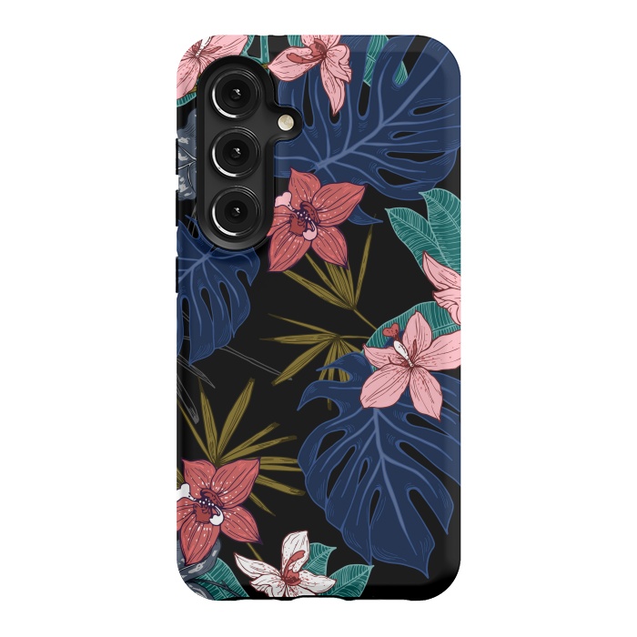 Galaxy S24 StrongFit Tropical Plants, Flowers and Leaves Seamless Pattern 12 by ArtsCase
