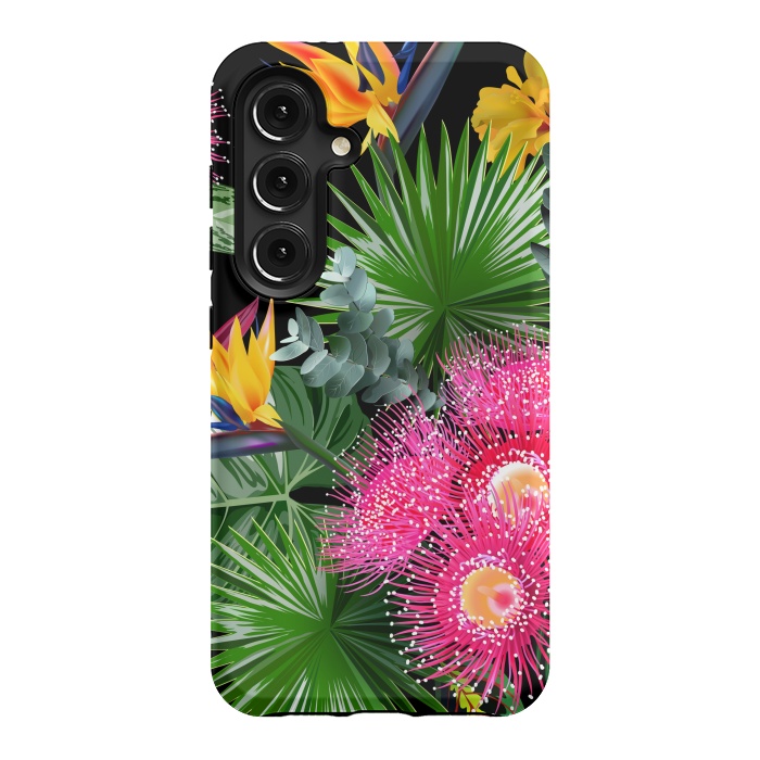 Galaxy S24 StrongFit Tropical Flowers and Leaves, Seamless Pattern by ArtsCase