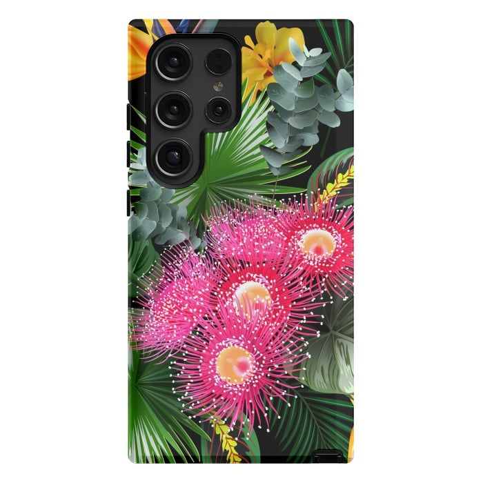 Galaxy S24 Ultra StrongFit Tropical Flowers and Leaves, Seamless Pattern by ArtsCase