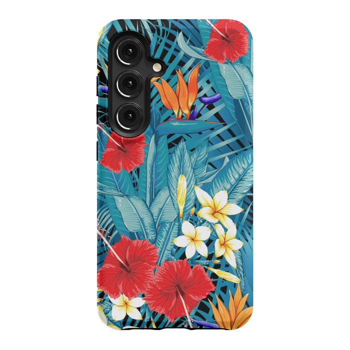 Galaxy S24 StrongFit Tropical Flowers Hibiscus Frangipani Heliconias by ArtsCase