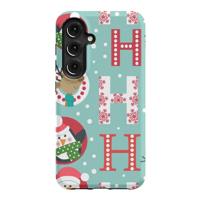 Galaxy S24 StrongFit Christmas Pattern with Santa Deer Penguin and Snowman by ArtsCase
