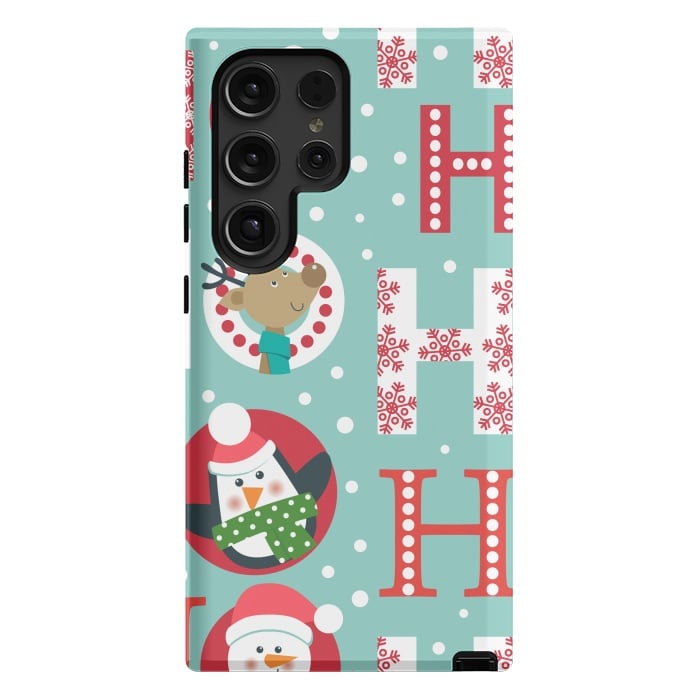 Galaxy S24 Ultra StrongFit Christmas Pattern with Santa Deer Penguin and Snowman by ArtsCase