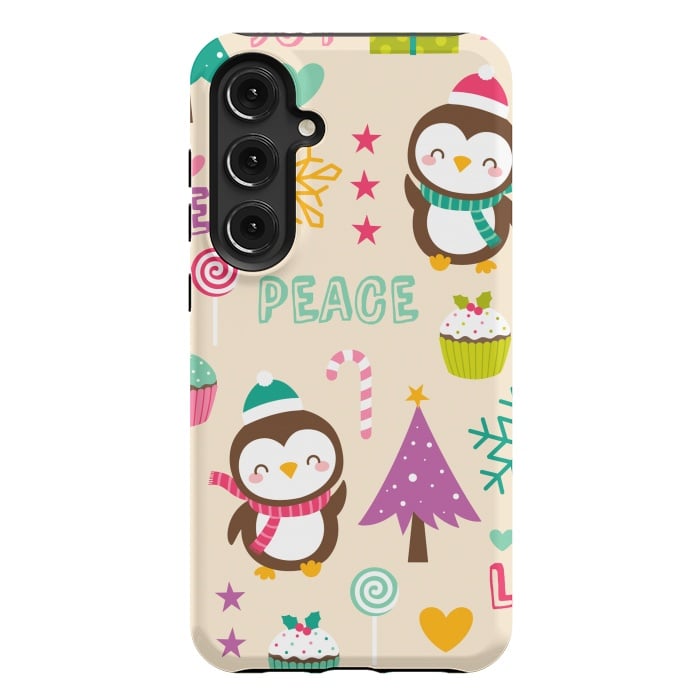 Galaxy S24 Plus StrongFit Colorful Cute Penguin and Pecorative Elements for Christmas by ArtsCase