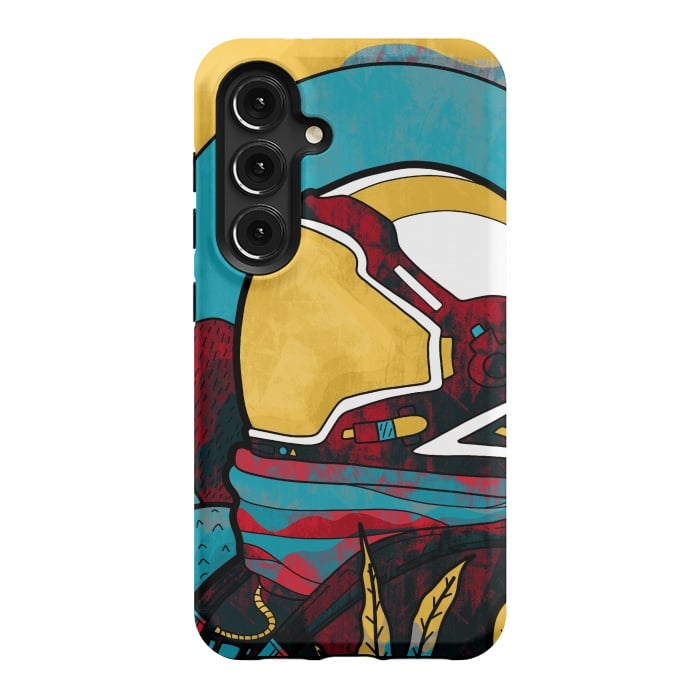 Galaxy S24 StrongFit The yellow astronaut explorer by Steve Wade (Swade)