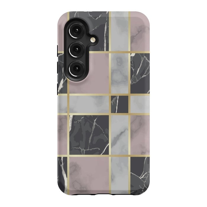 Galaxy S24 StrongFit Marble Repeat Marbling Surface with Gold by ArtsCase