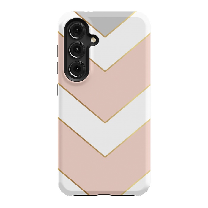 Galaxy S24 StrongFit Marble with Geometric Design Golden I by ArtsCase