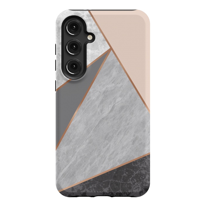 Galaxy S24 Plus StrongFit Modern Geometric Minimalist with Marble Texture by ArtsCase