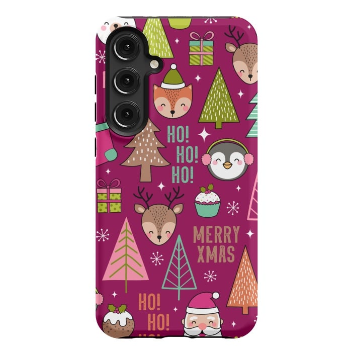 Galaxy S24 Plus StrongFit Pine Trees and Christmas Elements Seamless Pattern by ArtsCase