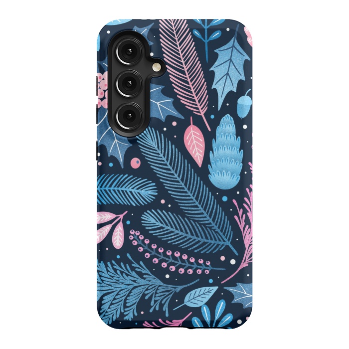 Galaxy S24 StrongFit Seamless Christmas Pattern with Winter Plants. by ArtsCase