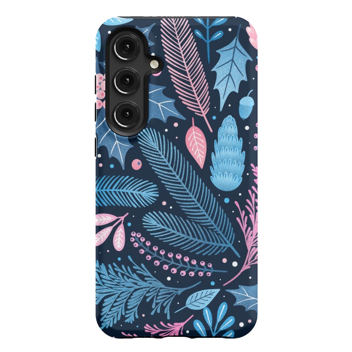 Galaxy S24 Plus StrongFit Seamless Christmas Pattern with Winter Plants. by ArtsCase