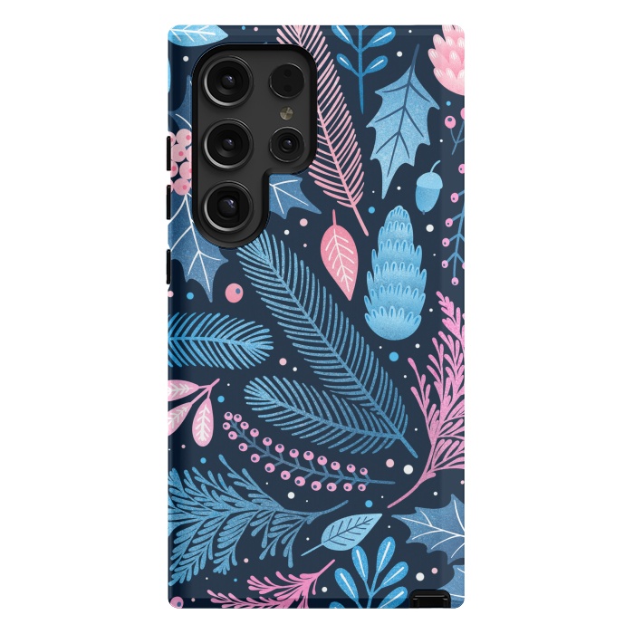 Galaxy S24 Ultra StrongFit Seamless Christmas Pattern with Winter Plants. by ArtsCase
