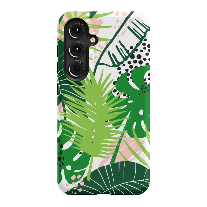 Galaxy S24 StrongFit Seamless Exotic Pattern with Green Tropical Leaves by ArtsCase