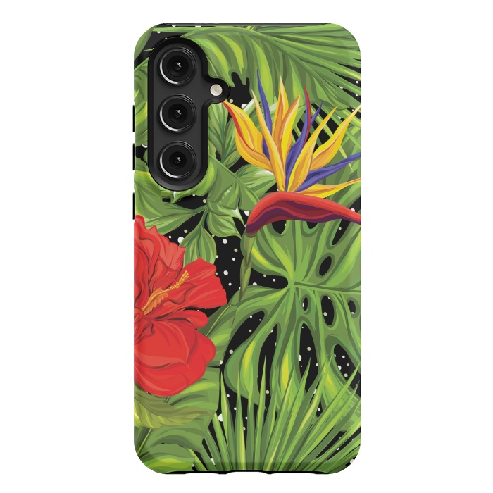 Galaxy S24 Plus StrongFit Seamless Pattern Background with Tropical Plants Monstera by ArtsCase