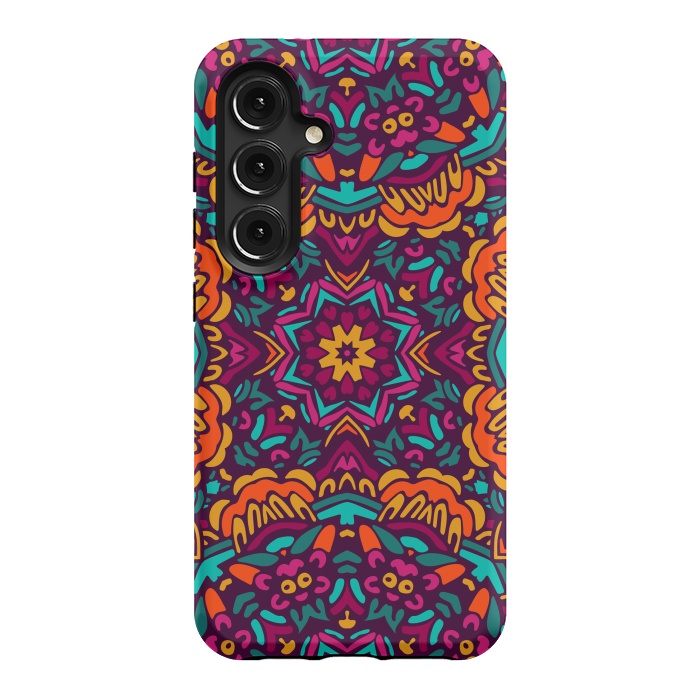 Galaxy S24 StrongFit Tiled Floral Doodle Design by ArtsCase