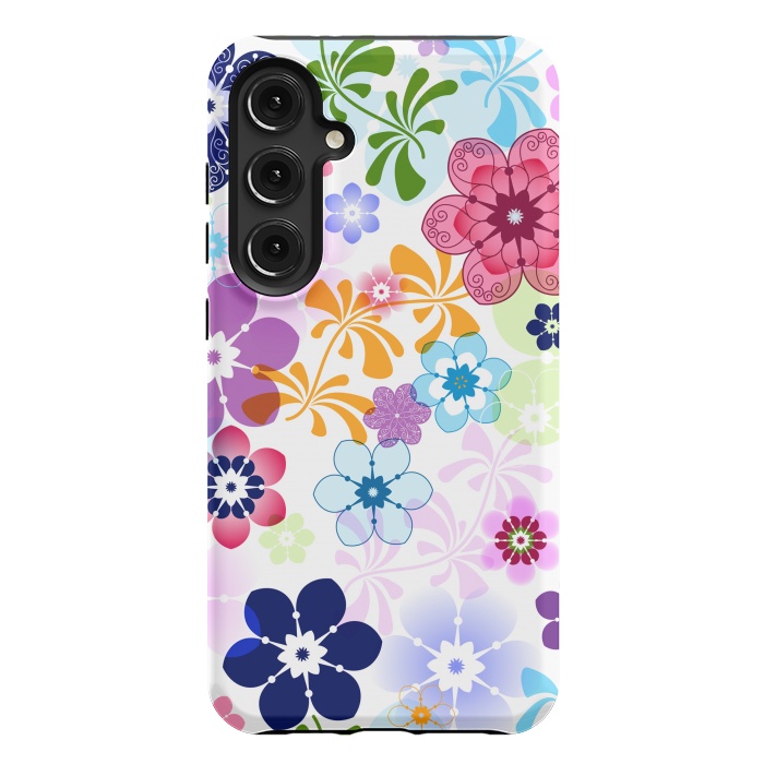 Galaxy S24 Plus StrongFit Spring Colorful Seamless Floral Pattern with Transparent Flowers I by ArtsCase