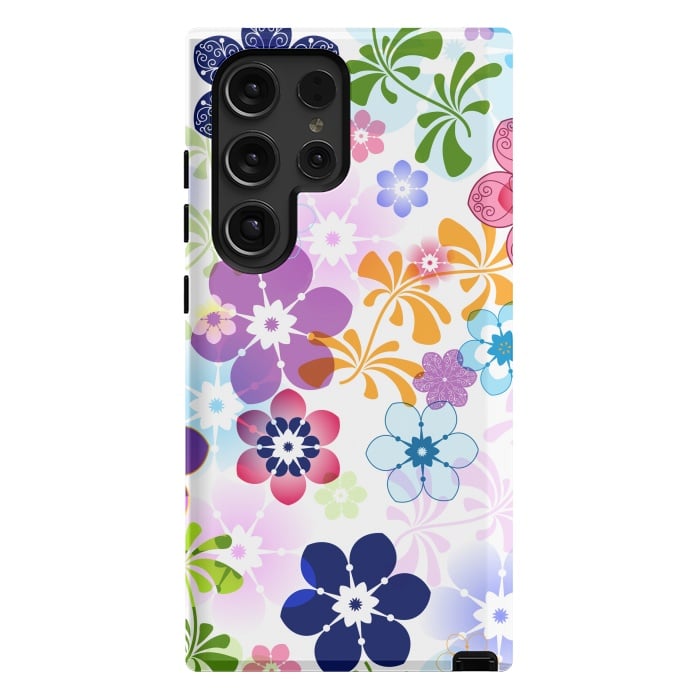 Galaxy S24 Ultra StrongFit Spring Colorful Seamless Floral Pattern with Transparent Flowers I by ArtsCase