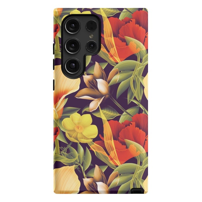 Galaxy S24 Ultra StrongFit Seamless Tropical Flower Plant and Leaf Pattern by ArtsCase