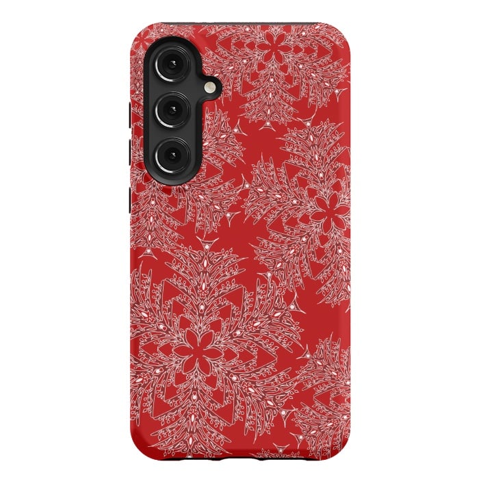 Galaxy S24 Plus StrongFit Holiday Mandalas (Red/White) by Lotti Brown
