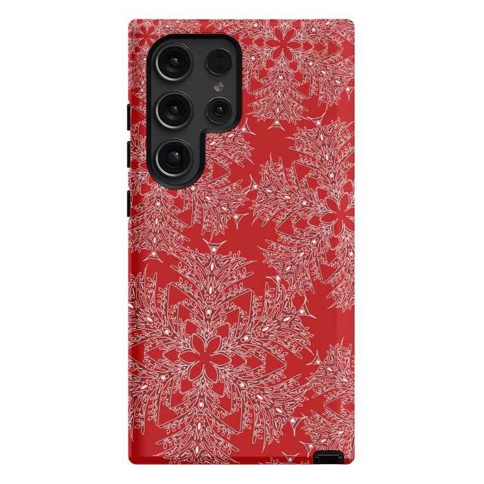 Galaxy S24 Ultra StrongFit Holiday Mandalas (Red/White) by Lotti Brown