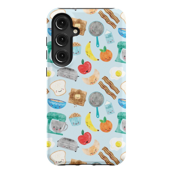 Galaxy S24 Plus StrongFit Happy and Cute Breakfast Foods by Noonday Design
