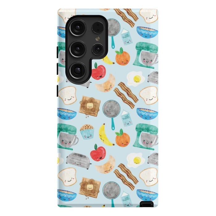 Galaxy S24 Ultra StrongFit Happy and Cute Breakfast Foods by Noonday Design