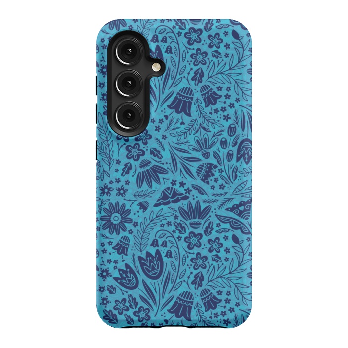 Galaxy S24 StrongFit Dainty Blue Floral by Noonday Design