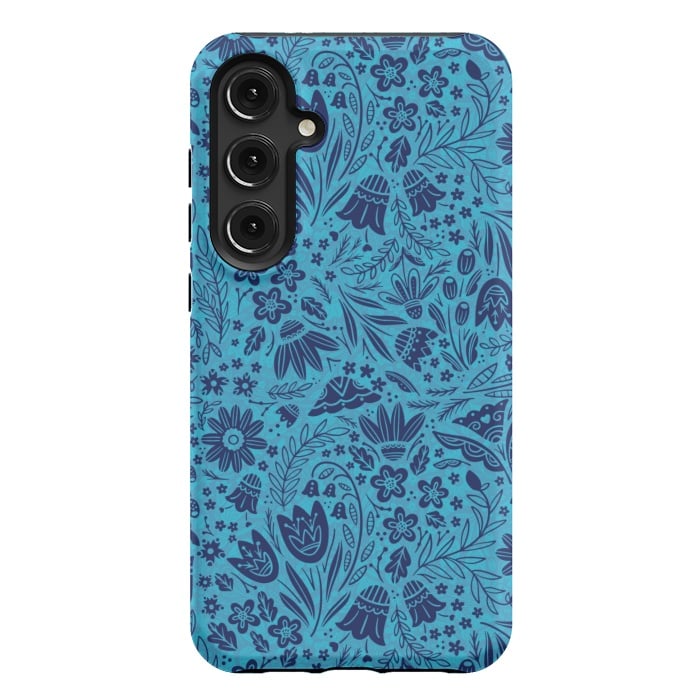 Galaxy S24 Plus StrongFit Dainty Blue Floral by Noonday Design