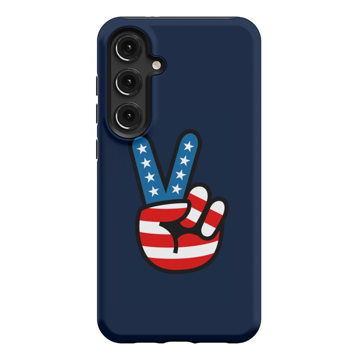 Galaxy S24 Plus StrongFit Peace Love Hand USA Flag Vintage Solid 3 by Vó Maria