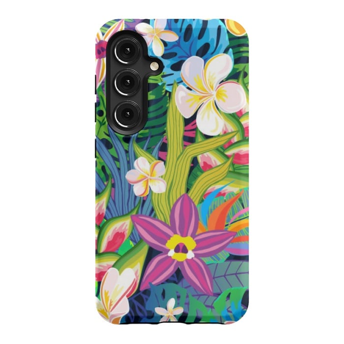 Galaxy S24 StrongFit tropical floral pattern 4  by MALLIKA