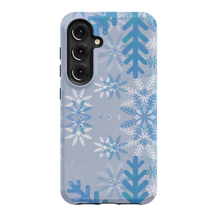 Galaxy S24 StrongFit Baby blue snowflakes Christmas pattern by Oana 
