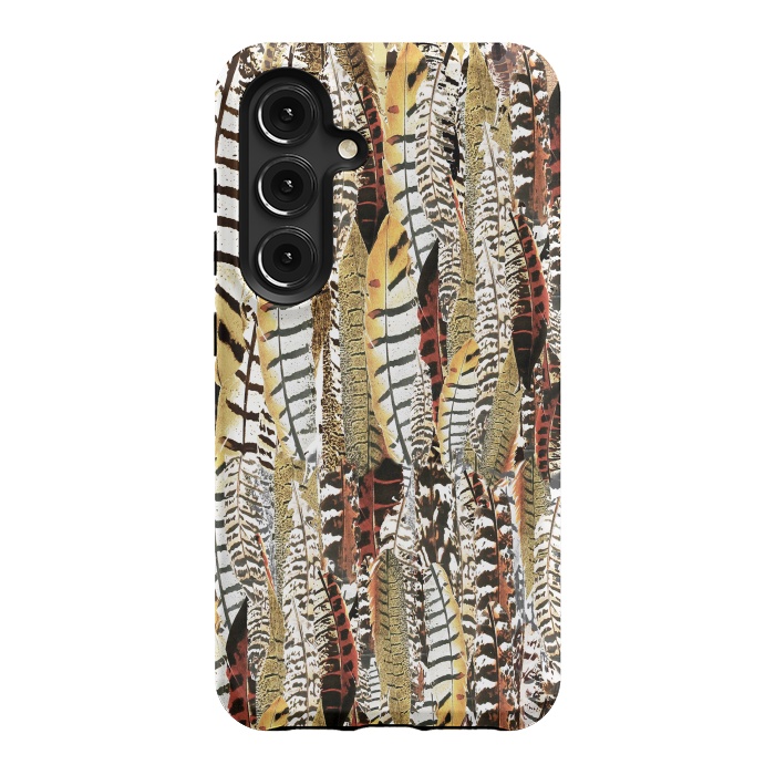 Galaxy S24 StrongFit Brown feathers vintage pattern by Oana 