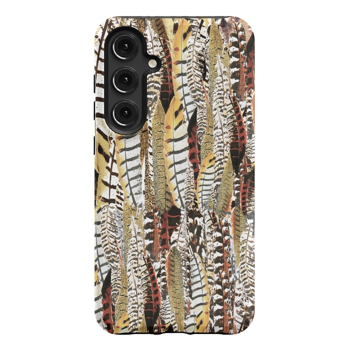 Galaxy S24 Plus StrongFit Brown feathers vintage pattern by Oana 