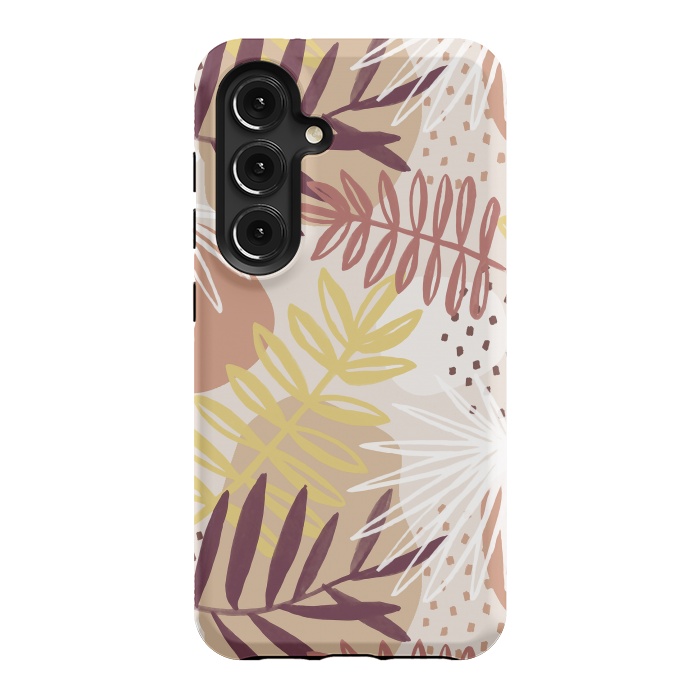 Galaxy S24 StrongFit Modern tropical leaves and spots - terracotta by Oana 