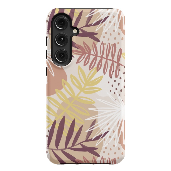 Galaxy S24 Plus StrongFit Modern tropical leaves and spots - terracotta by Oana 