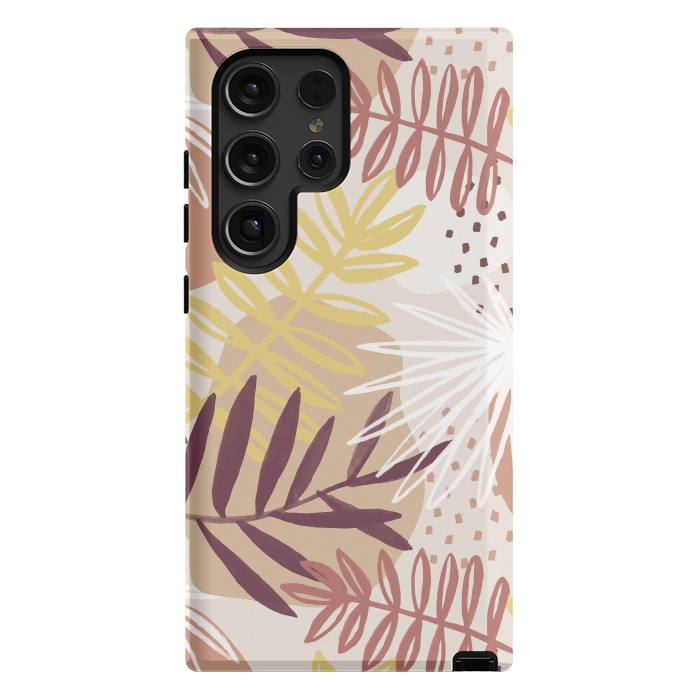 Galaxy S24 Ultra StrongFit Modern tropical leaves and spots - terracotta by Oana 