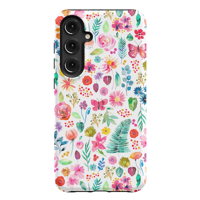 Galaxy S24 Plus StrongFit Colorful Botanical Plants and Flowers by Ninola Design