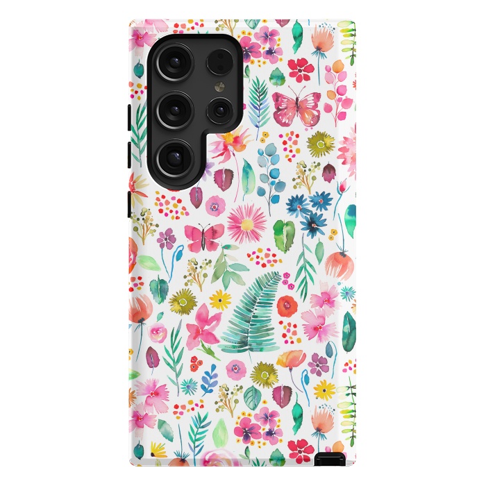 Galaxy S24 Ultra StrongFit Colorful Botanical Plants and Flowers by Ninola Design