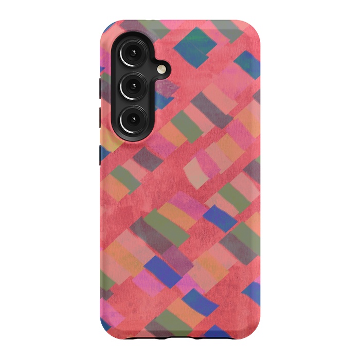 Galaxy S24 StrongFit Abstract art pink design by Josie